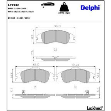 Delphi Bremsbelagsatz, Scheibenbremse LP1932