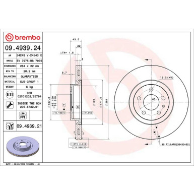 Brembo Bremsscheibe PRIME LINE - UV Coated 09.4939.21