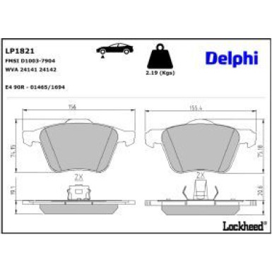 Delphi Bremsbelagsatz, Scheibenbremse LP1821