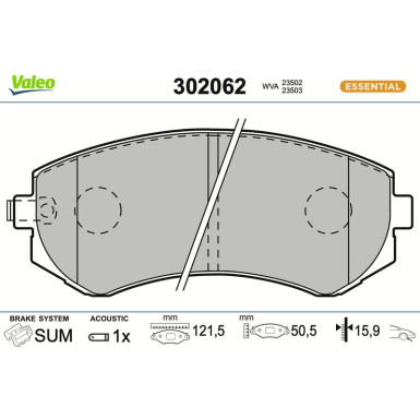 Valeo | Bremsbelagsatz, Scheibenbremse | 302062