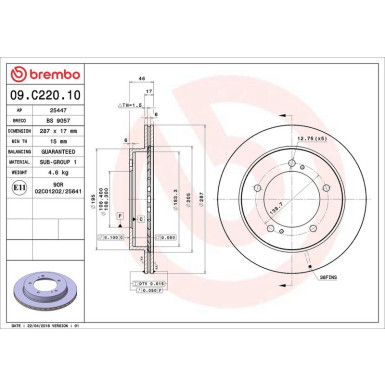 09.C220.10 Bremsscheibe PRIME LINE