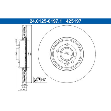 ATE | Bremsensatz, Scheibenbremse | 24.0125-0197.1 + 13.0470-7204.2