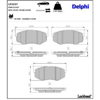 Delphi Bremsbelagsatz, Scheibenbremse LP2227