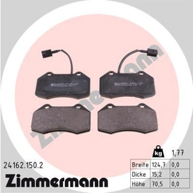 Zimmermann | Bremsbelagsatz, Scheibenbremse | 24162.150.2