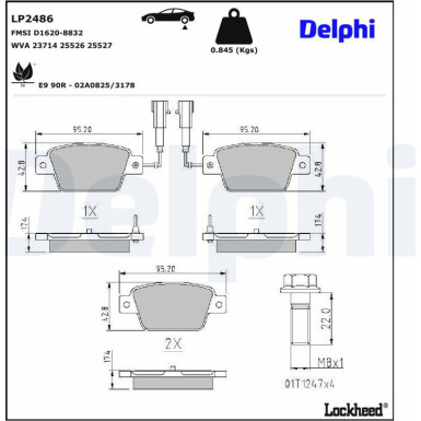Delphi | Bremsbelagsatz, Scheibenbremse | LP2486 Delphi | Bremsbelagsatz, Scheibenbremse | LP2486