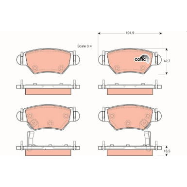 TRW Bremsbelagsatz, Scheibenbremse COTEC GDB1471
