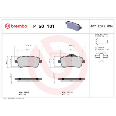 Brembo Bremsbelagsatz, Scheibenbremse PRIME LINE P 50 101