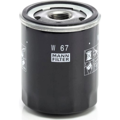 MANN-FILTER W 67 Ölfilter M 20 X 1.5, mit einem Rücklaufsperrventil, Anschraubfilter MANN-FILTER W 67 Ölfilter M 20 X 1.5, mit einem Rücklaufsperrventil, Anschraubfilter