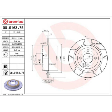 Brembo | Bremsscheibe | 08.9163.75