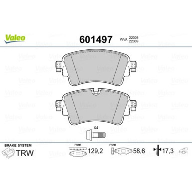 Valeo | Bremsbelagsatz, Scheibenbremse | 601497