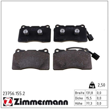 Zimmermann Bremsbelagsatz, Scheibenbremse 23756.155.2