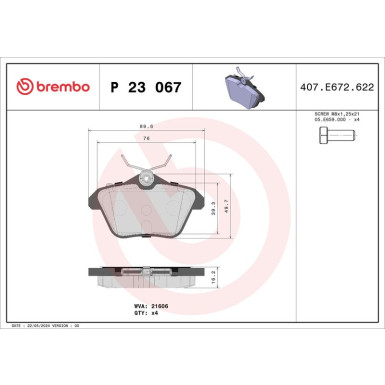 Brembo Bremsbelagsatz, Scheibenbremse PRIME LINE P 23 067