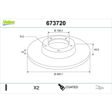 Valeo Bremsscheibe COATED 673720