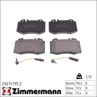 Zimmermann Bremsbelagsatz, Scheibenbremse 23271.175.2