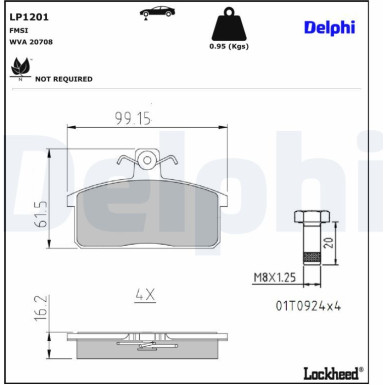 Delphi | Bremsbelagsatz, Scheibenbremse | LP1201