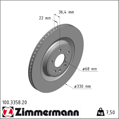 Zimmermann Bremsscheibe Coat Z 100.3358.20 Zimmermann Bremsscheibe Coat Z 100.3358.20