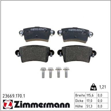 Zimmermann Bremsbelagsatz, Scheibenbremse 23669.170.1