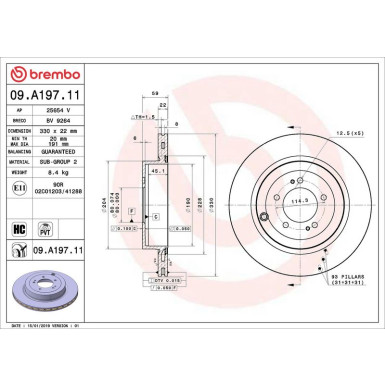 09.A197.11 Bremsscheibe PRIME LINE - UV Coated