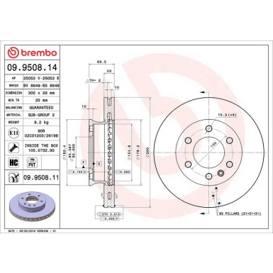 09.9508.11 Bremsscheibe PRIME LINE - UV Coated
