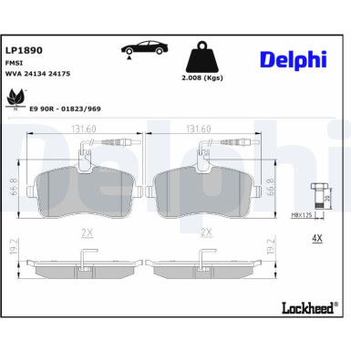 Delphi | Bremsbelagsatz, Scheibenbremse | LP1890 Delphi | Bremsbelagsatz, Scheibenbremse | LP1890