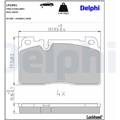 LP2491 Bremsbelagsatz, Scheibenbremse