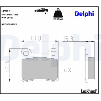 Delphi | Bremsbelagsatz, Scheibenbremse | LP915