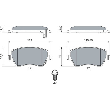 BOSCH Bremsbelagsatz, Scheibenbremse 0 986 494 573