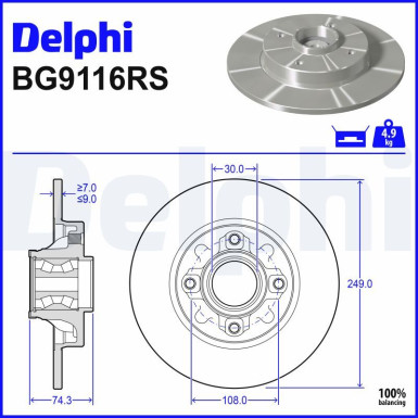 Delphi | Bremsscheibe | BG9116RS Delphi | Bremsscheibe | BG9116RS