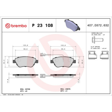 Brembo Bremsbelagsatz, Scheibenbremse PRIME LINE P 23 108