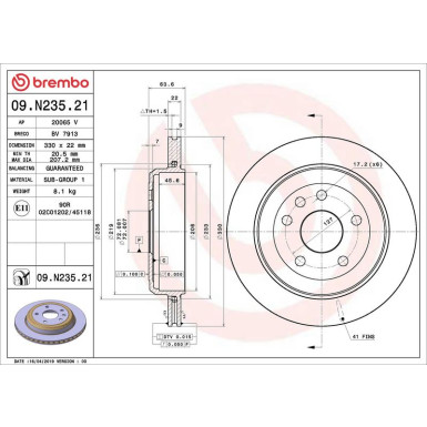 09.N235.21 Bremsscheibe PRIME LINE - UV Coated