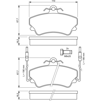 BOSCH Bremsbelagsatz, Scheibenbremse 0 986 494 056