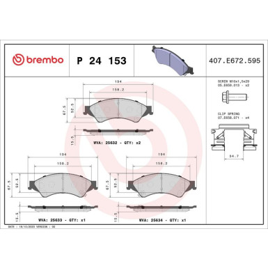 Brembo Bremsbelagsatz, Scheibenbremse PRIME LINE P 24 153