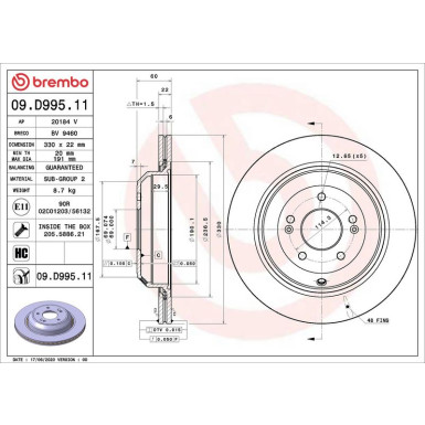 Brembo | Bremsscheibe | 09.D995.11