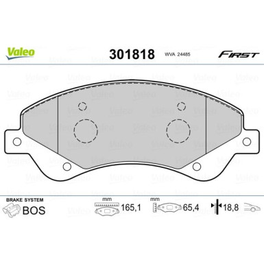 Valeo | Bremsbelagsatz, Scheibenbremse | 301818