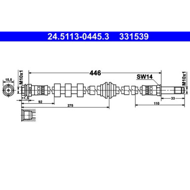 ATE | Bremsschlauch | 24.5113-0445.3