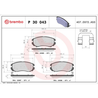 Brembo Bremsbelagsatz, Scheibenbremse PRIME LINE P 30 043