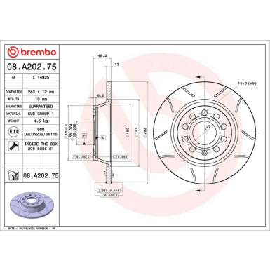 08.A202.75 Bremsscheibe XTRA LINE - Max