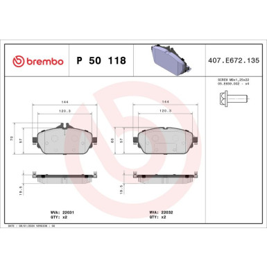 Brembo Bremsbelagsatz, Scheibenbremse PRIME LINE P 50 118
