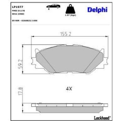 Delphi Bremsbelagsatz, Scheibenbremse LP1977