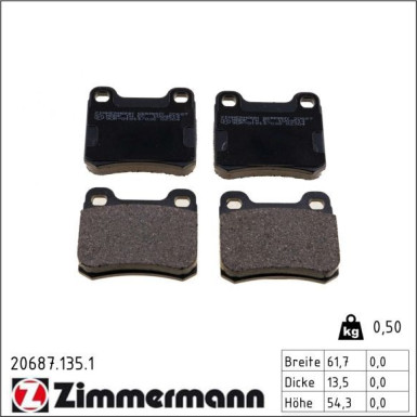 Zimmermann Bremsbelagsatz, Scheibenbremse 20687.135.1
