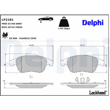Delphi | Bremsbelagsatz, Scheibenbremse | LP2181