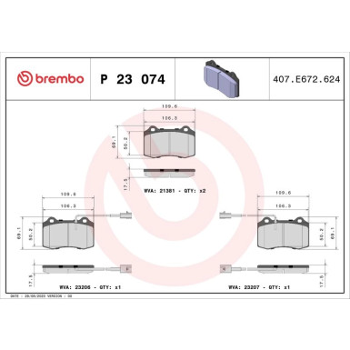 Brembo Bremsbelagsatz, Scheibenbremse PRIME LINE P 23 074