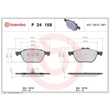 Brembo Bremsbelagsatz, Scheibenbremse PRIME LINE P 24 158
