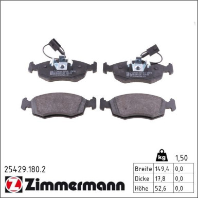 Zimmermann Bremsbelagsatz, Scheibenbremse 25429.180.2