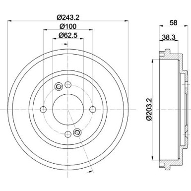 Hella | Bremstrommel | 8DT 355 301-041