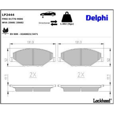 Delphi Bremsbelagsatz, Scheibenbremse LP2444