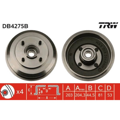TRW | Bremstrommel | DB4275B
