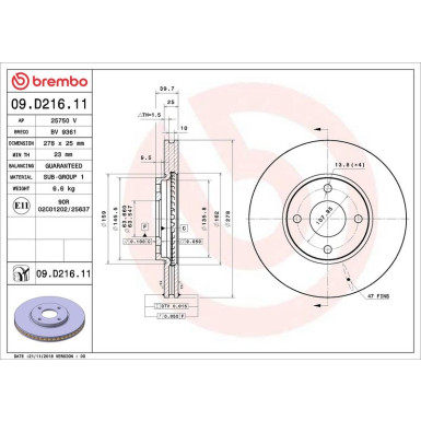Brembo | Bremsscheibe | 09.D216.11