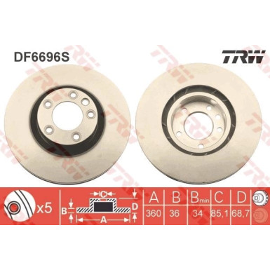TRW | Bremsscheibe | DF6696S