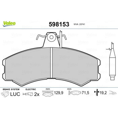 Valeo | Bremsbelagsatz, Scheibenbremse | 598153